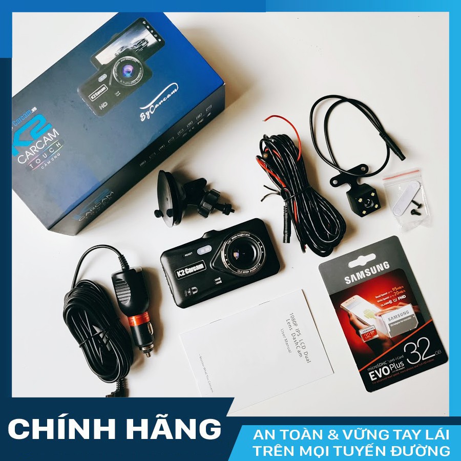 Camera hành trình ô tô K2 Touch có camera lùi + thẻ nhớ 32GB Class 10 | BigBuy360 - bigbuy360.vn