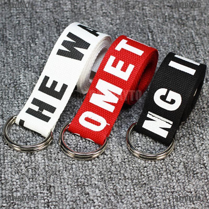 Thắt Lưng Vải Canvas Phối Vòng Chữ D Đôi Phong Cách Harajuku Thời Trang Cho Nam Và Nữ