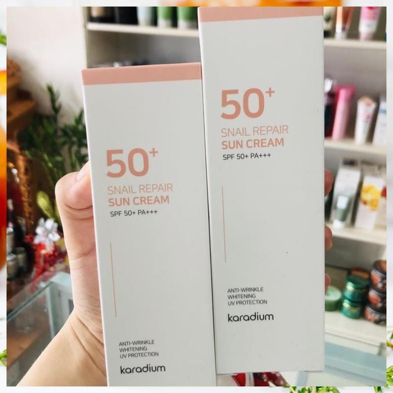 [Chính Hãng] Kem chống nắng nâng tone hàn quốc, Kem Chống Nắng Karadium  Snail Repair Sun Cream SPF 50+ PA+++ 70mL