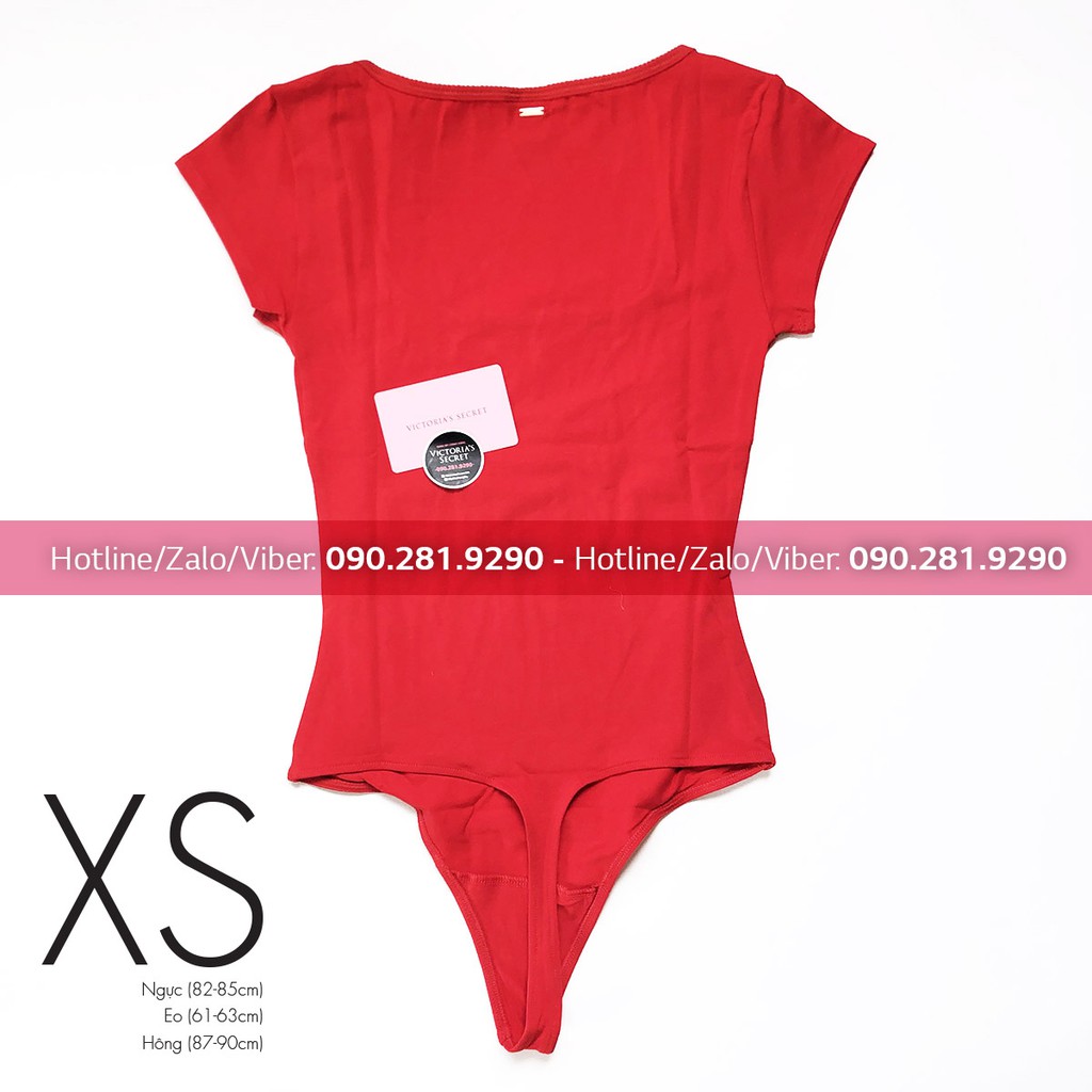 [Size XS] - Bộ đồ Bodysuit màu đỏ cá tính, tay lở, cổ chữ U - Pinup Red - Victoria's Secret USA