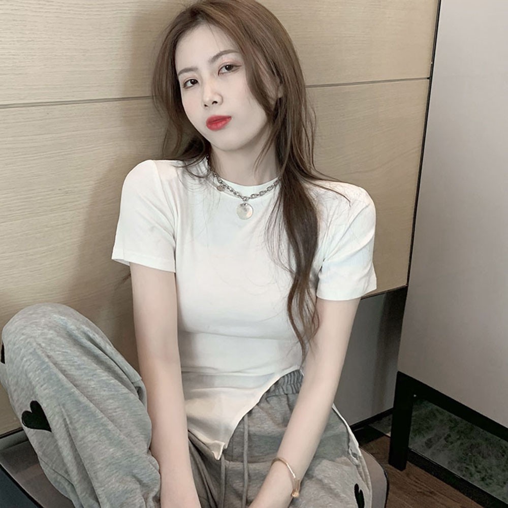 [Áo thun nữ tay ngắn xẻ tà] Áo phông nữ cộc tay vạt chéo xẻ tà ulzzang CHILLSTYLE A01 | BigBuy360 - bigbuy360.vn