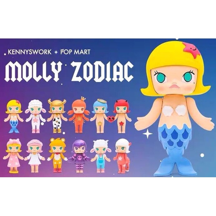 ★Hgtoys★Mô Hình Búp Bê Popmart MOLLY Chòm Sao Series 2 Trang Trí