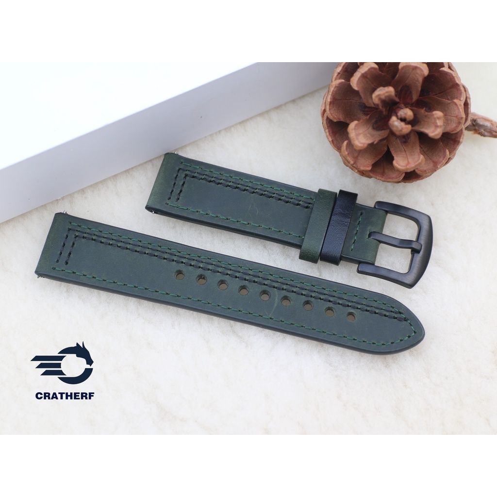 Dây Da Bò Sáp Ngựa Điên Chốt Thông Minh Thay Thế Cho Đồng Hồ Cổ Điển Các Loại SmartWatch, Samsung Watch, Huawei Watch