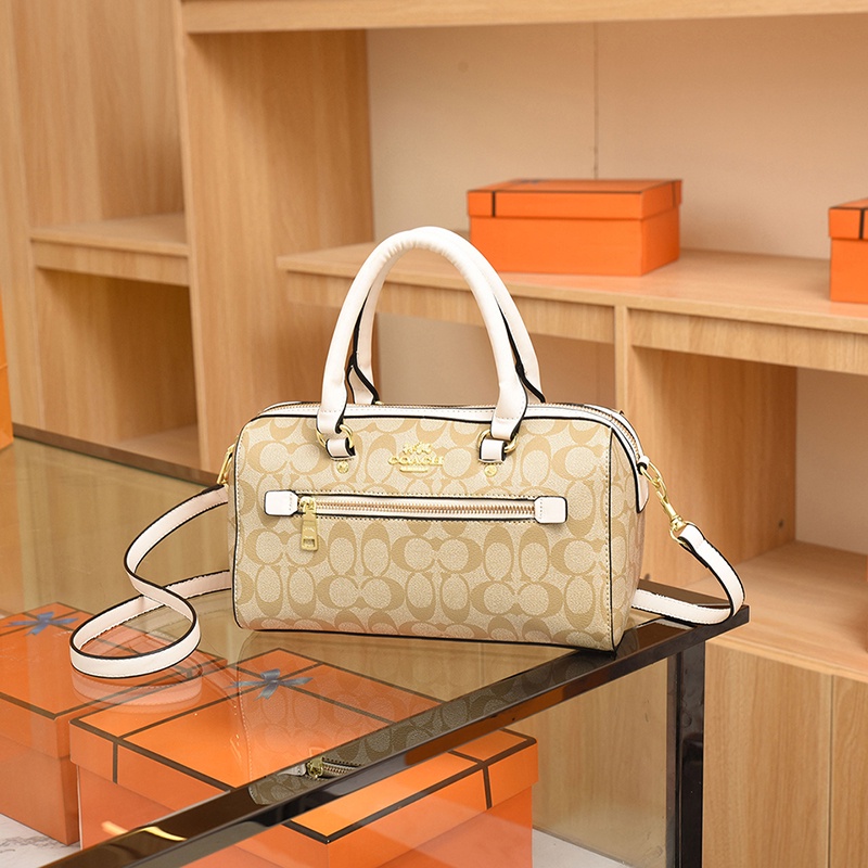 Túi Boston Coach Nữ Túi đeo Chéo Vai Retro Túi Xách Cổ điển Túi Gối Hoa Cũ