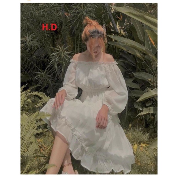 Váy Tiểu Thư Trắng Trễ Vai Hoặc Cổ Vuông Vintage CHUN TAY ❤ Đầm Xòe 2 Lớp lót trong Mặc Nhiều Kiểu rẻ👗Đầm tiểu thư Maxi | BigBuy360 - bigbuy360.vn