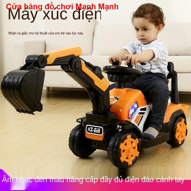 Máy xúc dành cho trẻ em có thể ngồi và lái xe đồ chơi điện cỡ lớn, móc, tay ga, kỹ thuật bé trai   đồ chơi