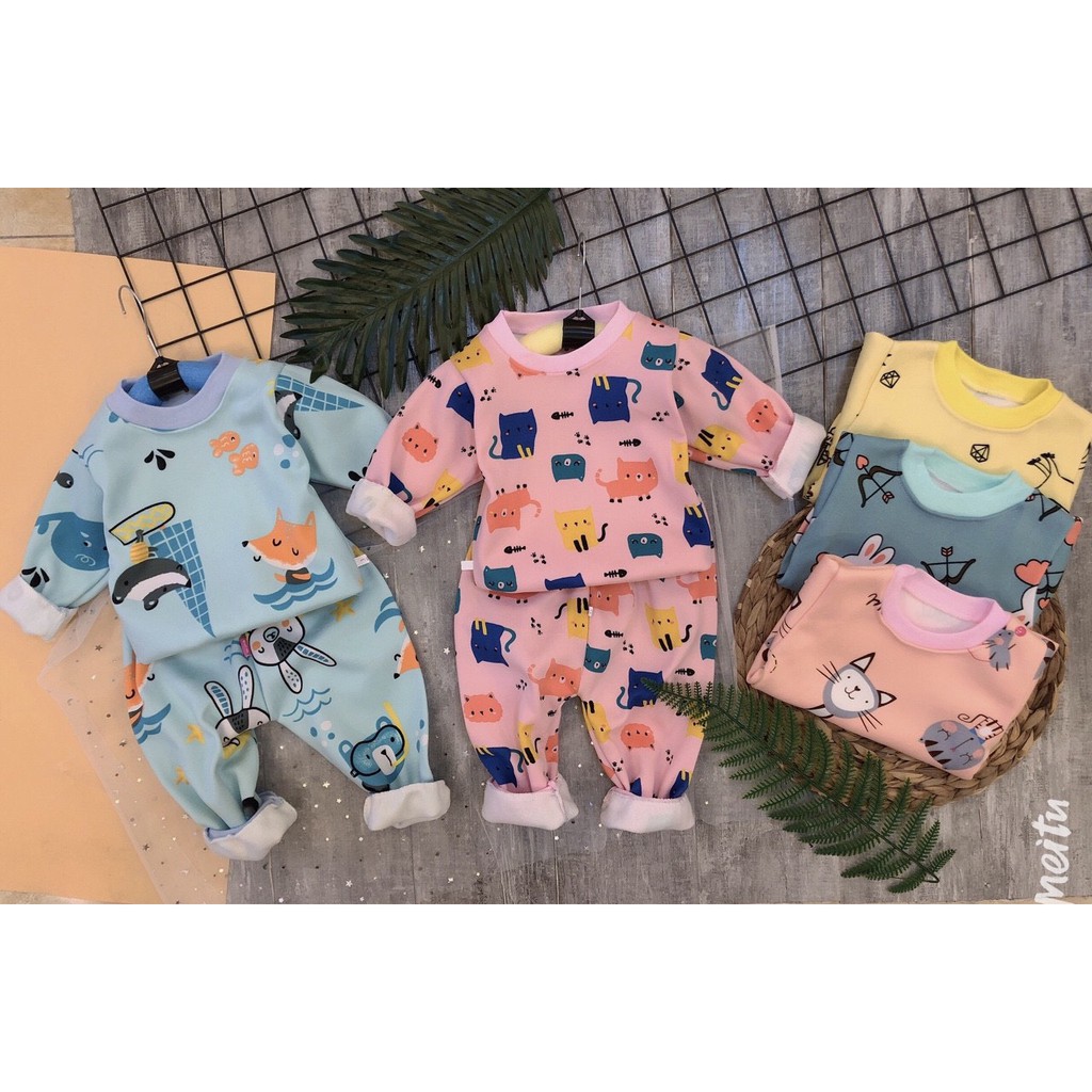 Bộ nỉ bông cho bé trai,bé gái họa tiết xinh cute