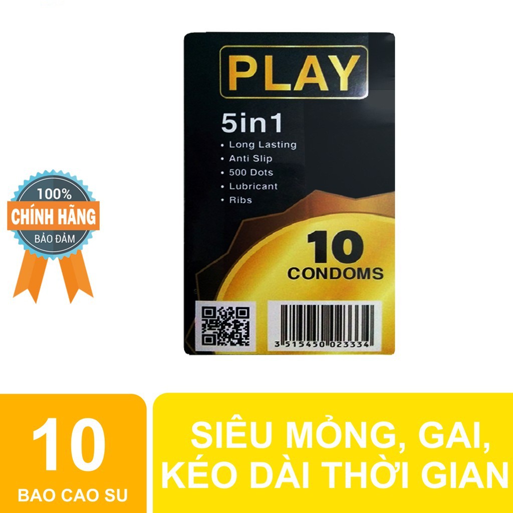 Bao cao su cao cấp Play 5in1 siêu kéo dài thời gian Nhập khẩu pháp giá tốt