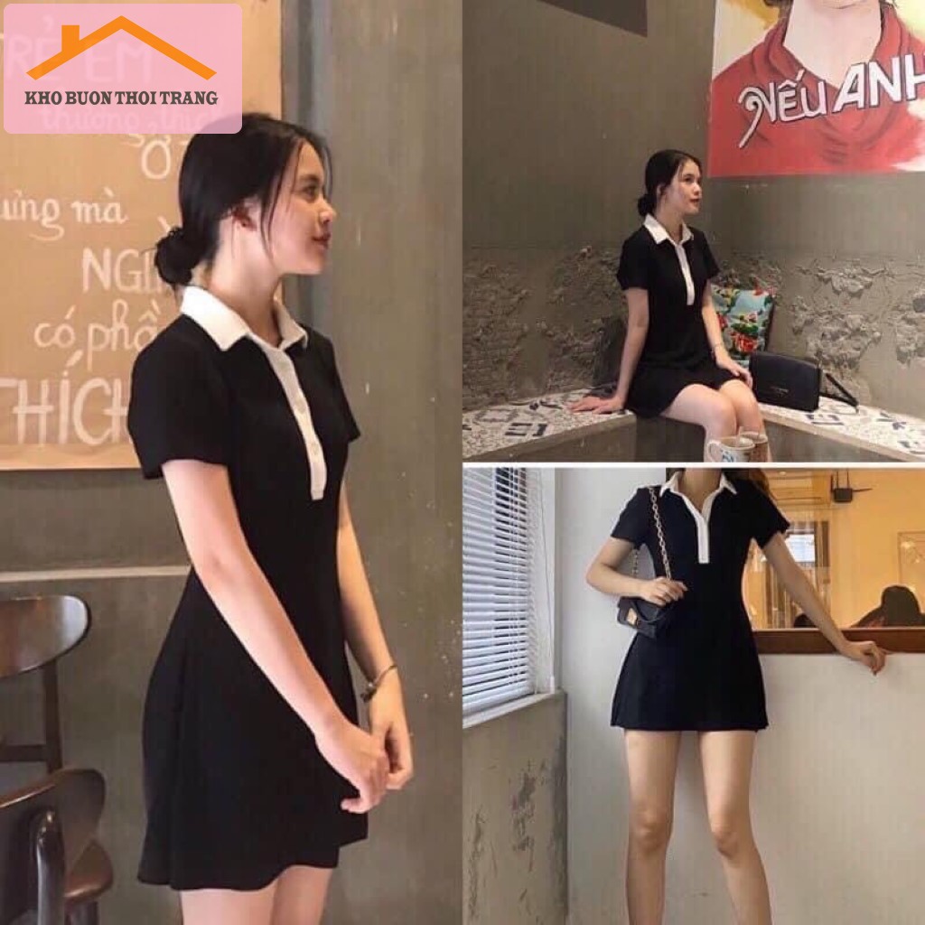 Váy polo phối cổ trắng siêu xinh - Váy polo body tay ngắn đi dự tiệc, đi chơi dạo phố chất thun tum freesize | BigBuy360 - bigbuy360.vn