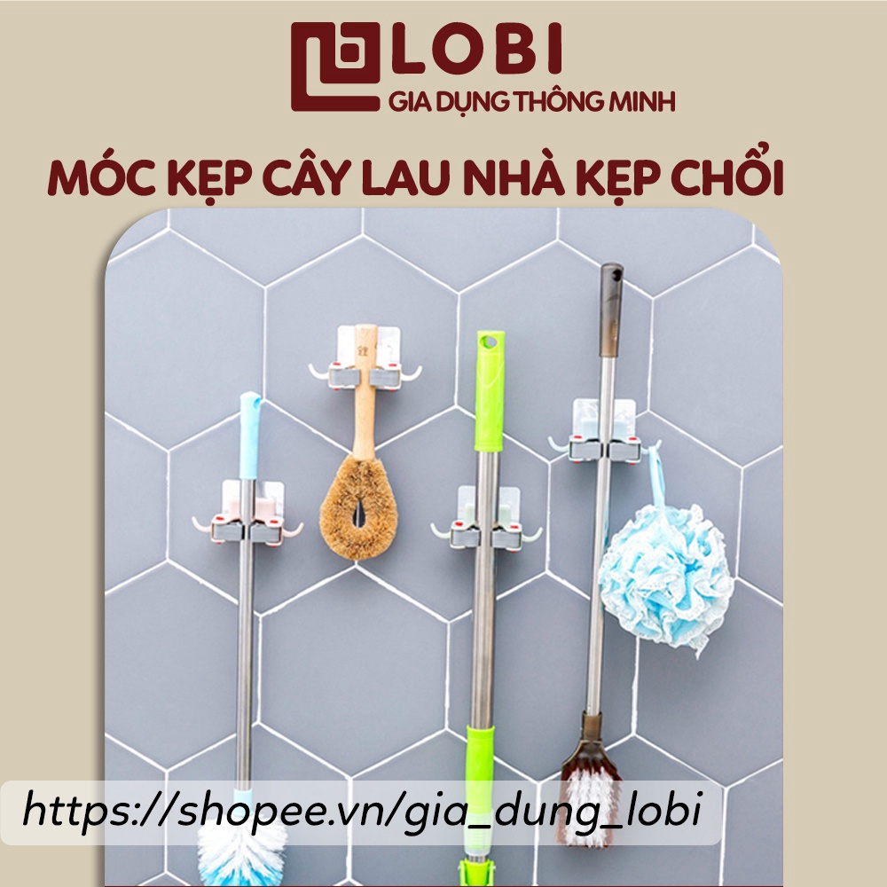 Đế dán tường kẹp chổi cây lau nhà các loại Móc dán tường thông minh kẹp chổi giữ cây lau nhà treo đồ