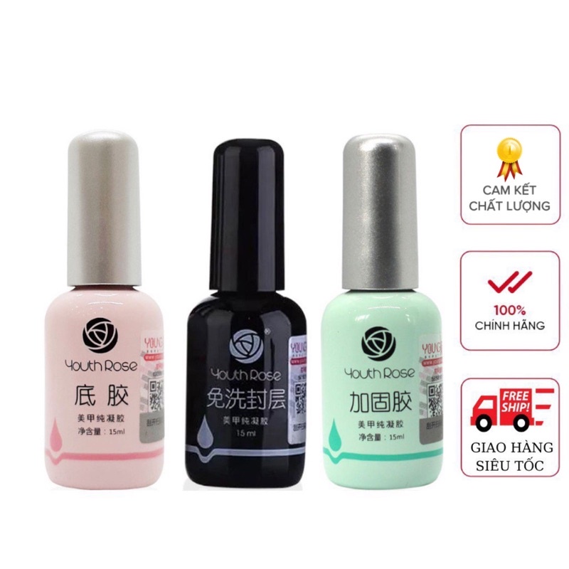 Base Top Cứng móng Hoa hồng hàng chuẩn loại 1 có bông hoa trên nắp chai