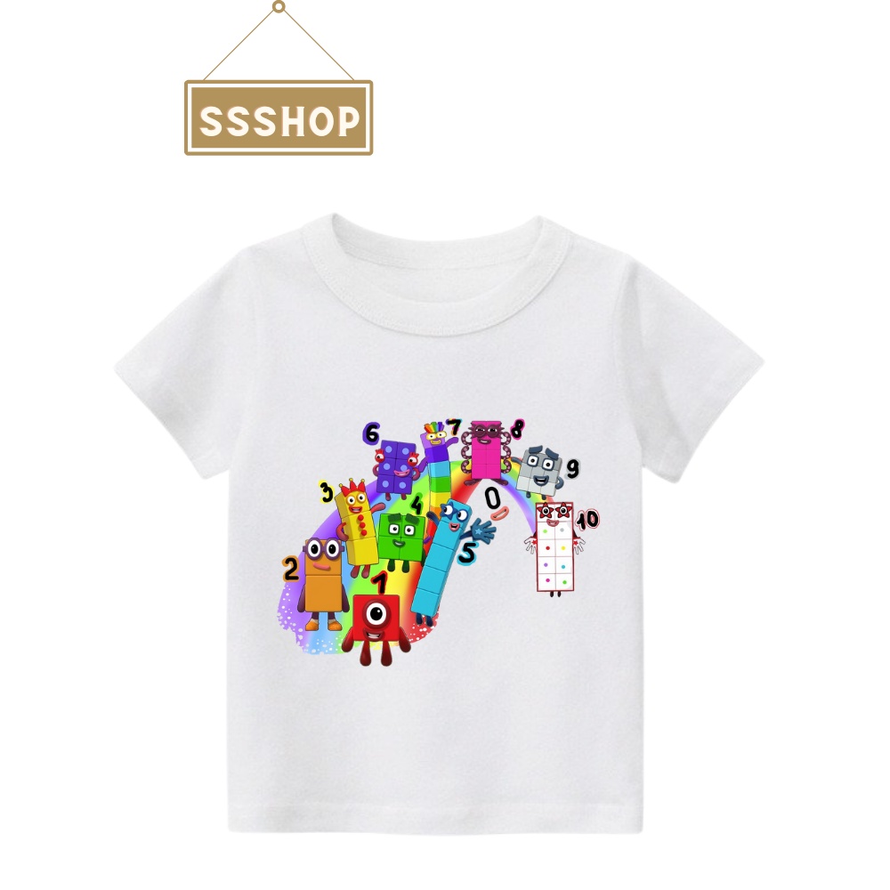 Áo thun trẻ em💖Áo cotton mát mịn họa tiết Hoạt Hình NumberBlock dễ thương cho bé trai và bé gái - SSSHOP 07