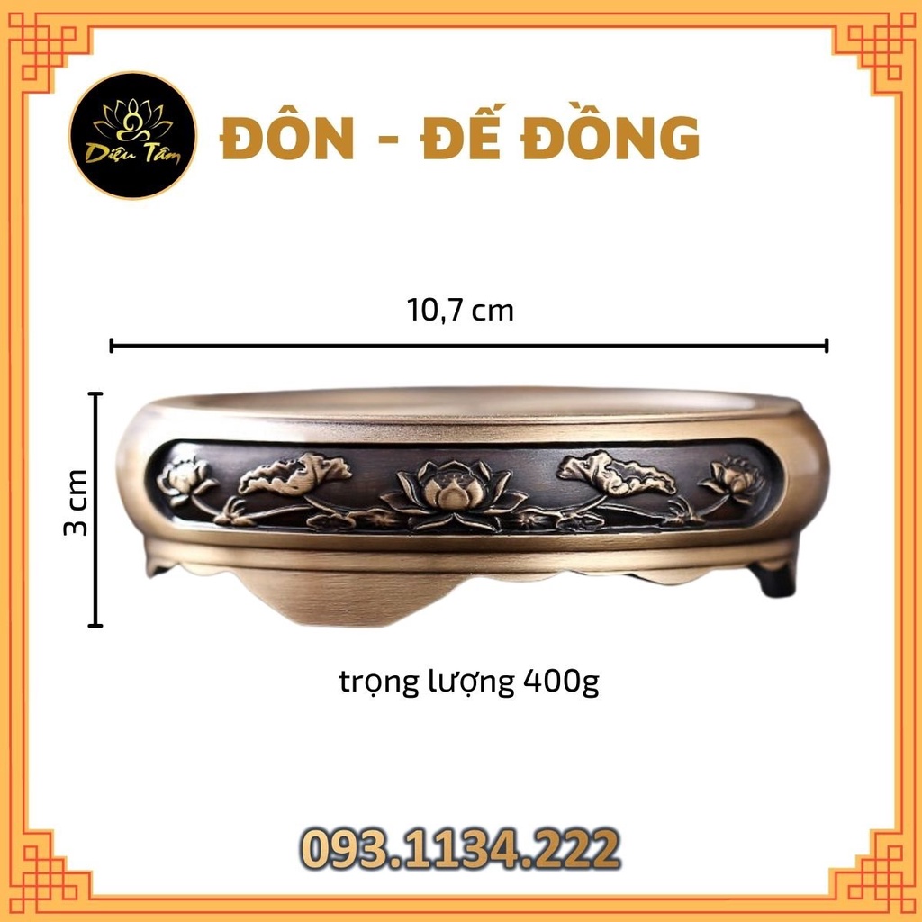 Lư hương xông đốt trầm hương bằng đồng nguyên khối tặng trụ cắm lư đồng, và lót chống cháy xông trầm hương, trầm nụ
