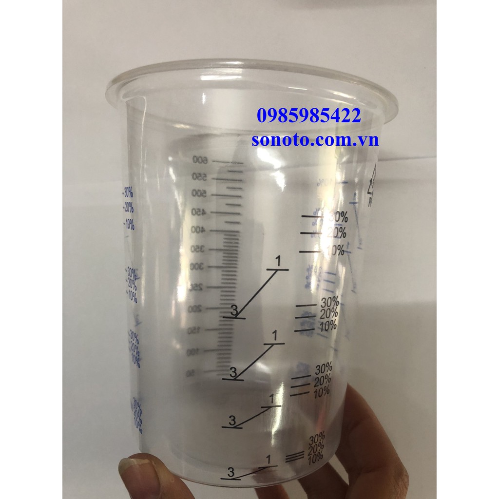 Cốc - Ly pha sơn đo lường tỉ lệ dầu bóng đóng rắn xăng sơn ôtô xe máy 600ml