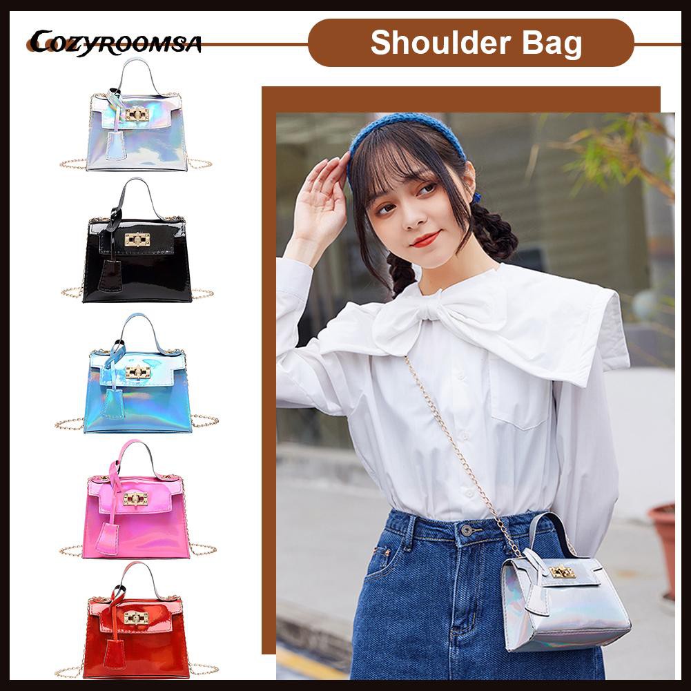 Vintage Women Pure Color PU Leather Shoulder Bag Casual Top-handle Handbag