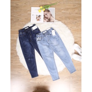 Mh bán sỉ quần jean baggy cạp chun xước 9 tấc m296 cho nữ