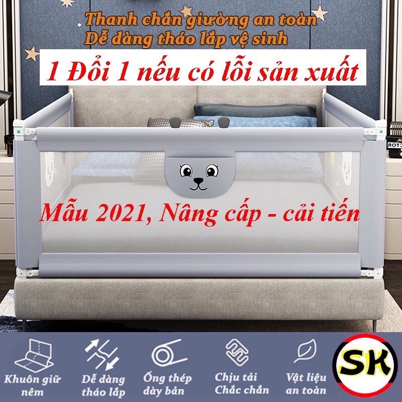 Thanh chắn giường BabyShark bản cao cấp nâng hạ từng bên, Bảo hành 12 tháng từ NSX