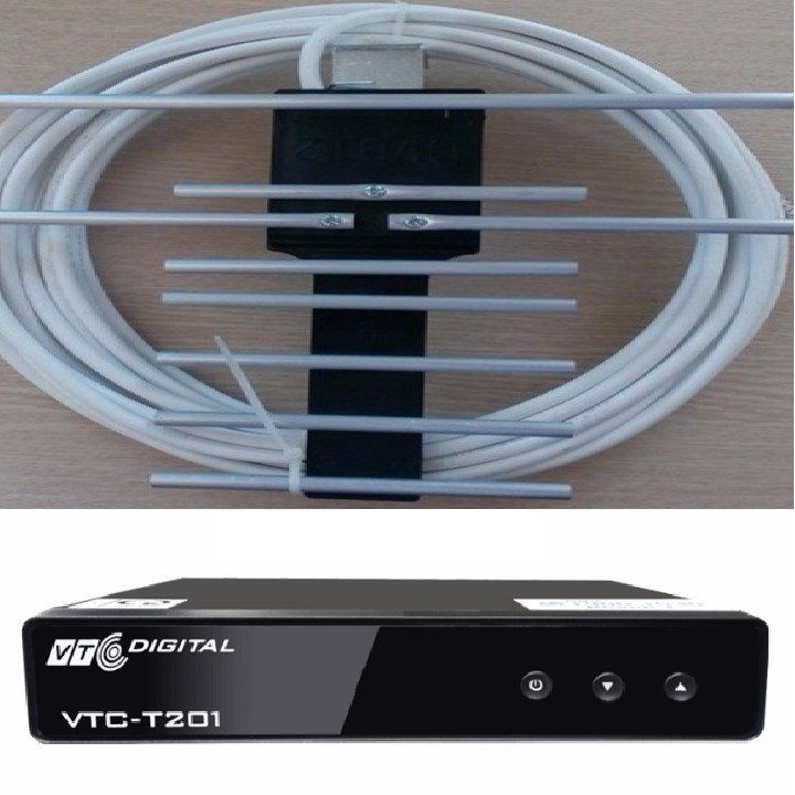 ( SIÊU GIẢM GIÁ ) đầu thu kts mặt đất DVB T2 VTC T201 tặng kèm ăng ten thu sóng.