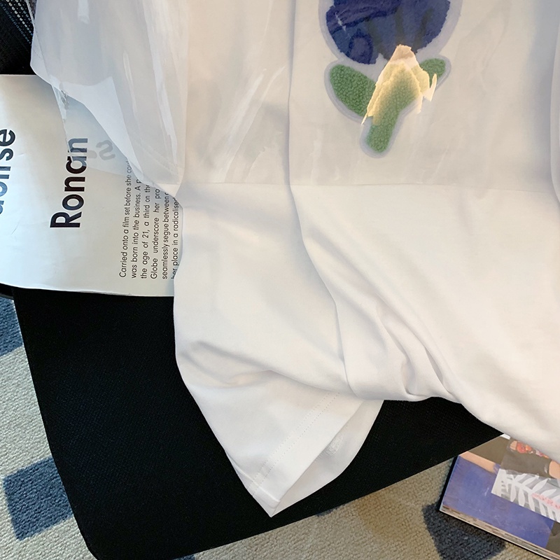 NUZIRO  Áo thun  ngắn tay cổ tròn dáng rộng thời trang mùa hè cho nữ