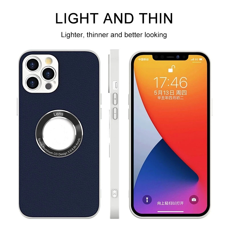 Ốp Điện Thoại Da PU Logo Sang Trọng Có Lỗ lens Cho iPhone 13 12 11 pro max xr xs max