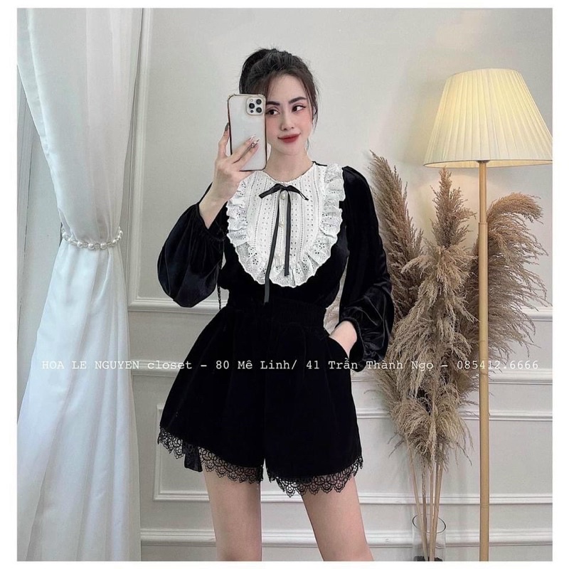 [Freeship] Áo nhung l1 phom to tay bồng cực đẹp phối ren | BigBuy360 - bigbuy360.vn