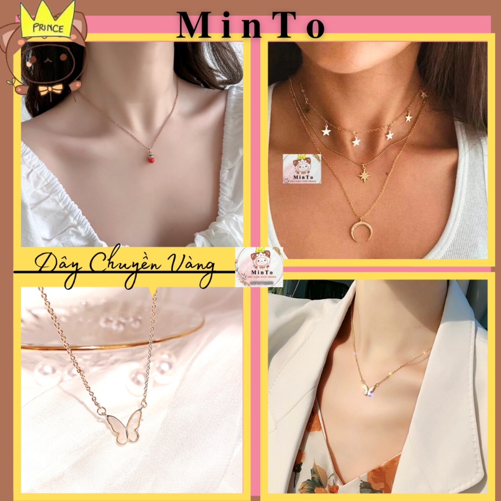 Dây Chuyền Nữ Kim Loại Thời Trang Phong Cách Sang Trọng -đôi cánh-ngôi sao mặt trăng- dây chuyền quả dâu