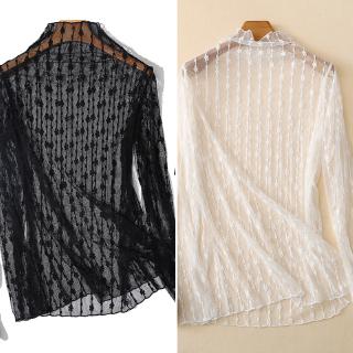 Áo Ren Lưới Xuyên Thấu Tay Dài Thời Trang Dành Cho Nữ