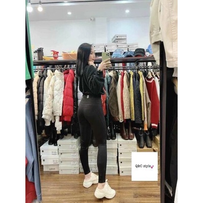 Quần legging nâng mông thêu cạp tôn dáng