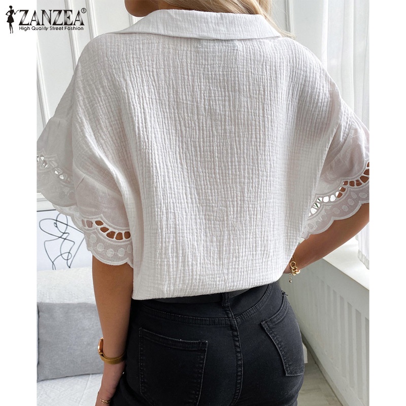 Zanzea Áo Nữ Tay Lửng Cổ Chữ V Phối Ren Thời Trang Quyến Rũ