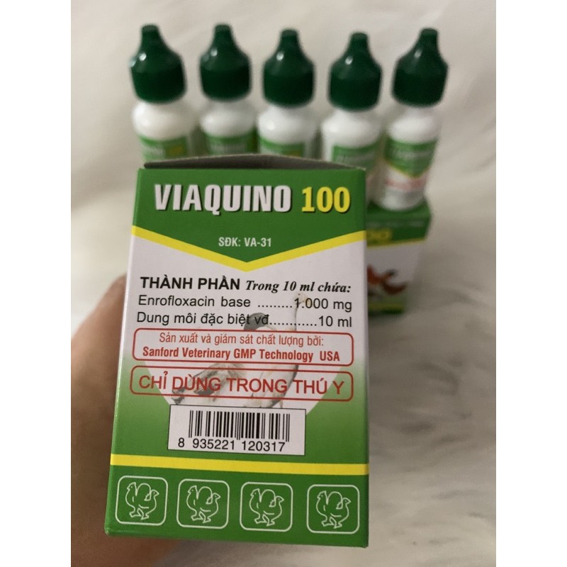 10 lọ VIAQUINO 100 (10ml) - hen gà, tiêu chảy dùng tốt cho gà, vịt, ngan, chim cút