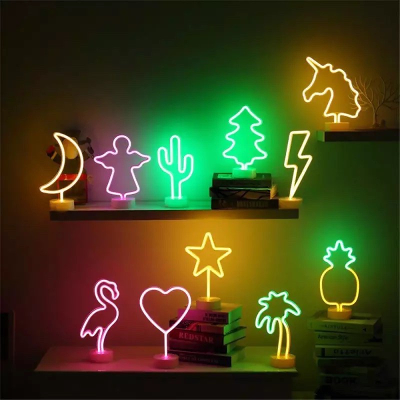 Đèn led NEON có đế pin trang trí nhà, decor phòng ngủ,decor quán cafe, quán bar chill, tiệm trà sữa, quầy thu ngân