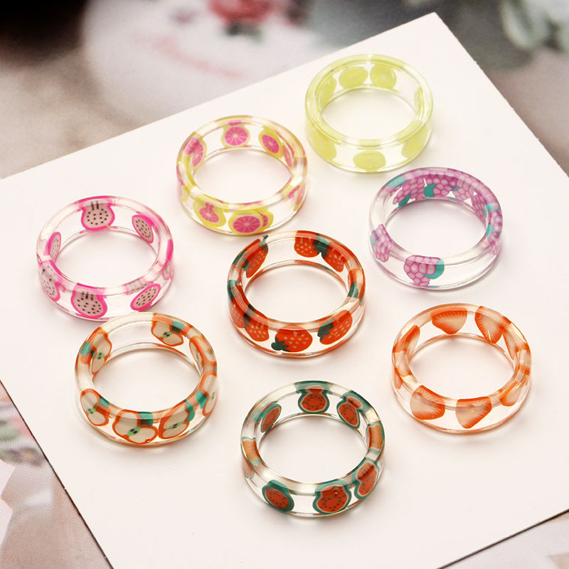 Nhẫn resin hình trái cây làm thủ công thời trang Hàn Quốc Diy cho nữ