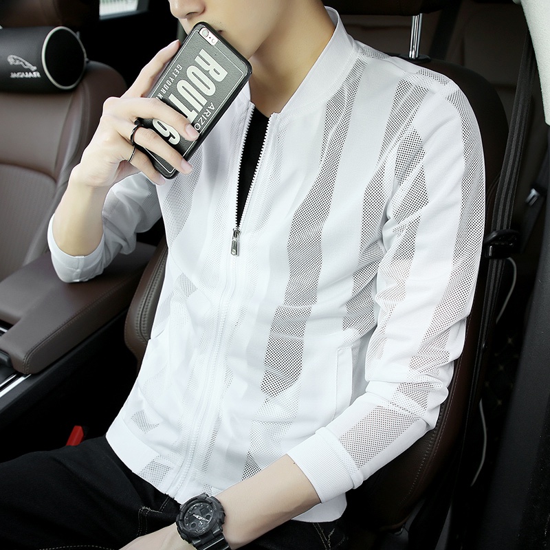 Áo khoác chống nắng chống tia cực tím vải lụa lạnh phối lưới siêu mỏng thoáng khí thời trang cho nam và nữ khi câu cá