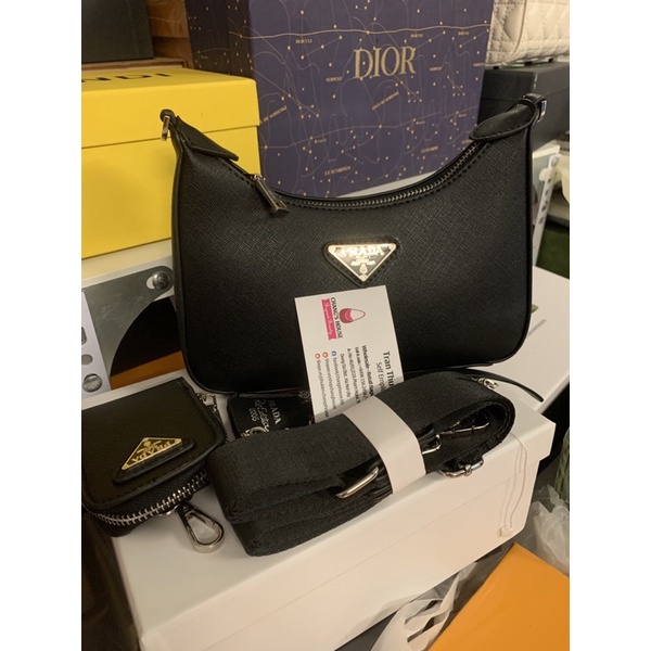 Túi set Combo Prada Saffiano leather vân xước size22 tag vàng và bạc fullbox