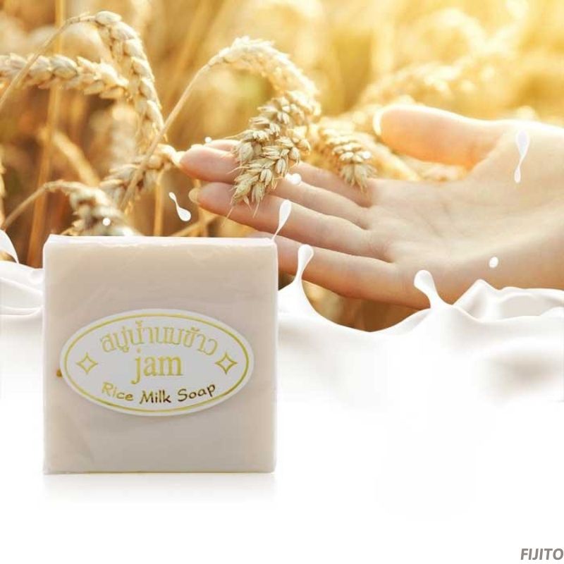 Xà phòng cám gạo Thái Lan JAM RICE MILK SOAP trắng da tảy tế bào chết lốc 12 cục AZ P.203