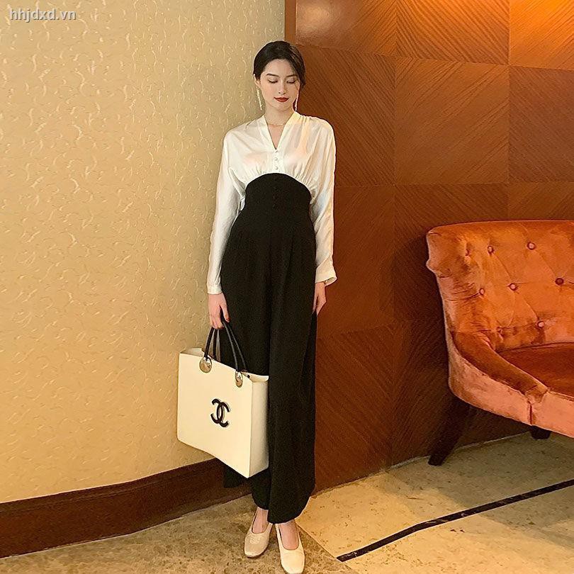 Bộ Áo Liền Quần Cổ Chữ V Eo Cao Ống Rộng Thời Trang 2021 (10 Ngày)