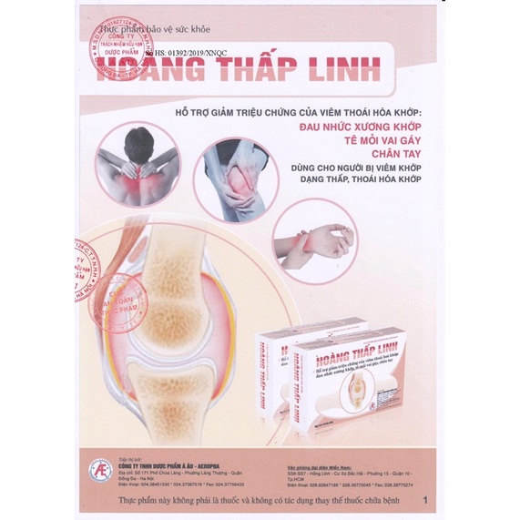 Hoàng Thấp Linh - Giúp giảm sưng , giảm đau - Tăng cường hồi phục vận động khớp - hộp 30 viên