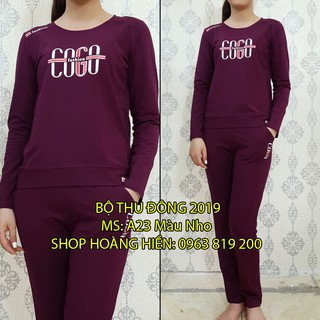 Bộ Mặc Nhà Thu Đông Nữ Chất Liệu Cotton Cao Cấp Mã A23