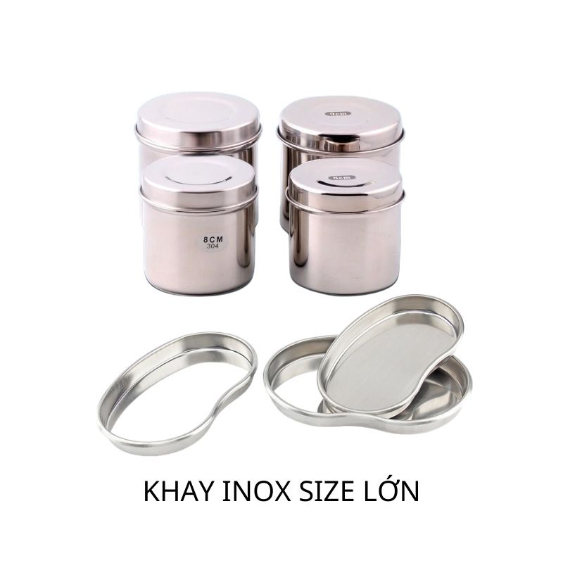 Khay inox 304 hạt đậu đựng bông  phun xăm dùng cho spa y tế chính hãng