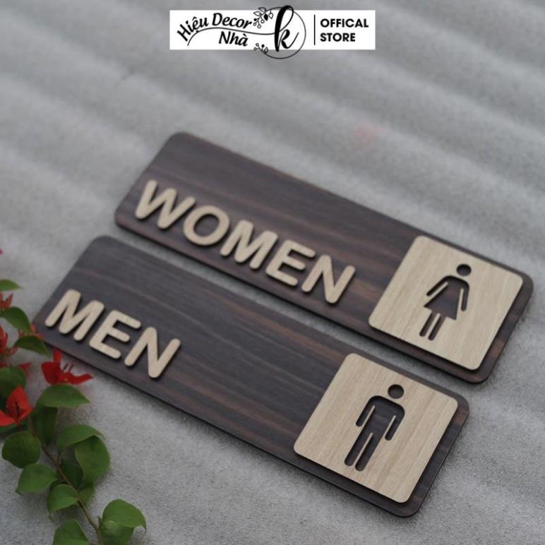 Bảng WC Toilet Vintage Decor Bằng Gỗ, Chỉ Hướng Nhà Vệ Sinh, Nam Nữ Resroom - Hiệu Nhà K