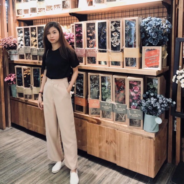 [FREE SHIP] Quần ống rộng Culottes có túi khoá siêu đẹp_Kèm hình thật