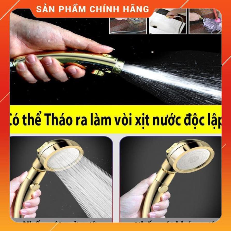 🚿 Vòi Sen Tăng áp Có Nút Khóa Nước 3 chế độ Phun, Xoay 360 độ Hàng Xịn - Vàng Gold 206783 🚿