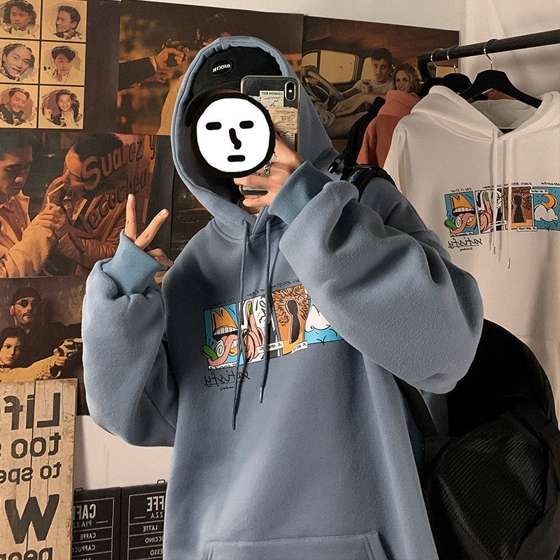 Áo Hoodie Nỉ Dày Dáng Rộng In Chữ Thời Trang Mùa Đông Cho Cặp Đôi Size S-3XL