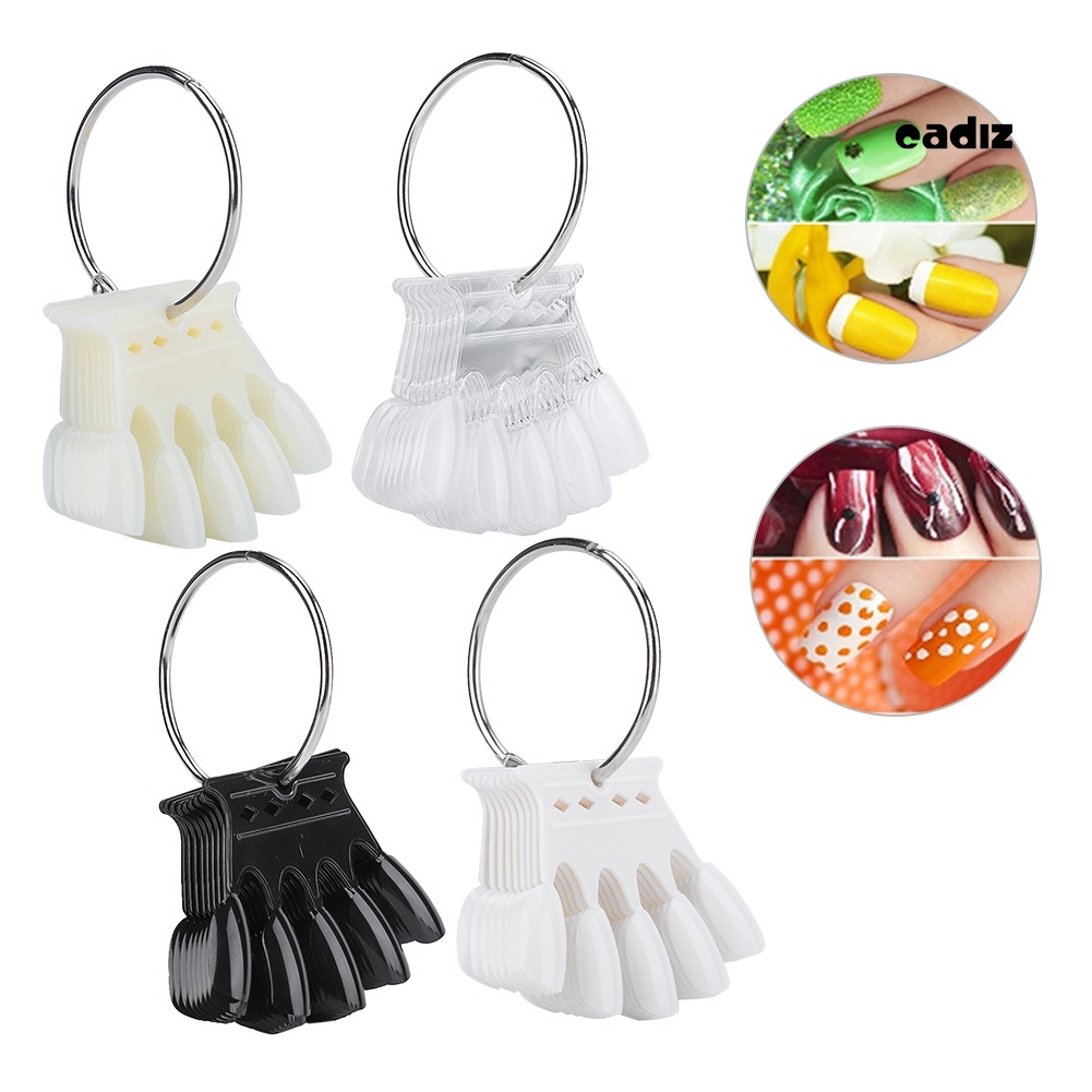 Set 50 Móng Tay Giả Trưng Bày Màu Sắc Hình Vương Miện Đứng