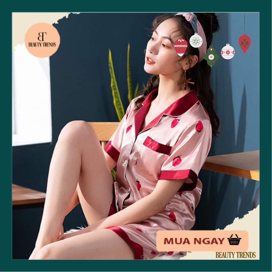 BỘ PIJAMA LỤA QUẢNG CHÂU - SET ĐỒ NGỦ ĐÙI NỮ LỤA CAO CẤP