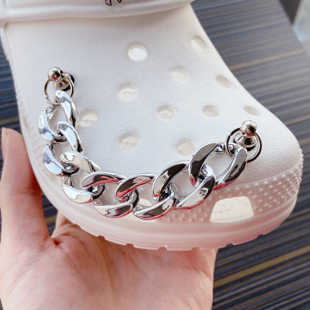 sticker dép crocsPhụ Kiện Chuỗi Dây Xích Đính Nút Áo Thời Trang DIY