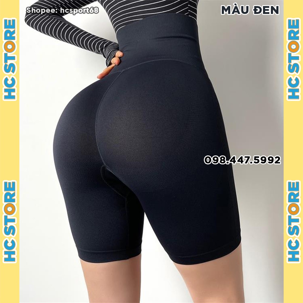 Quần tập gym nữ gen bụng Latex QL08 Mitao Girl dáng quần ngố lửng chất dệt kim lưng cao 20 cm nâng mông  - HcSport68