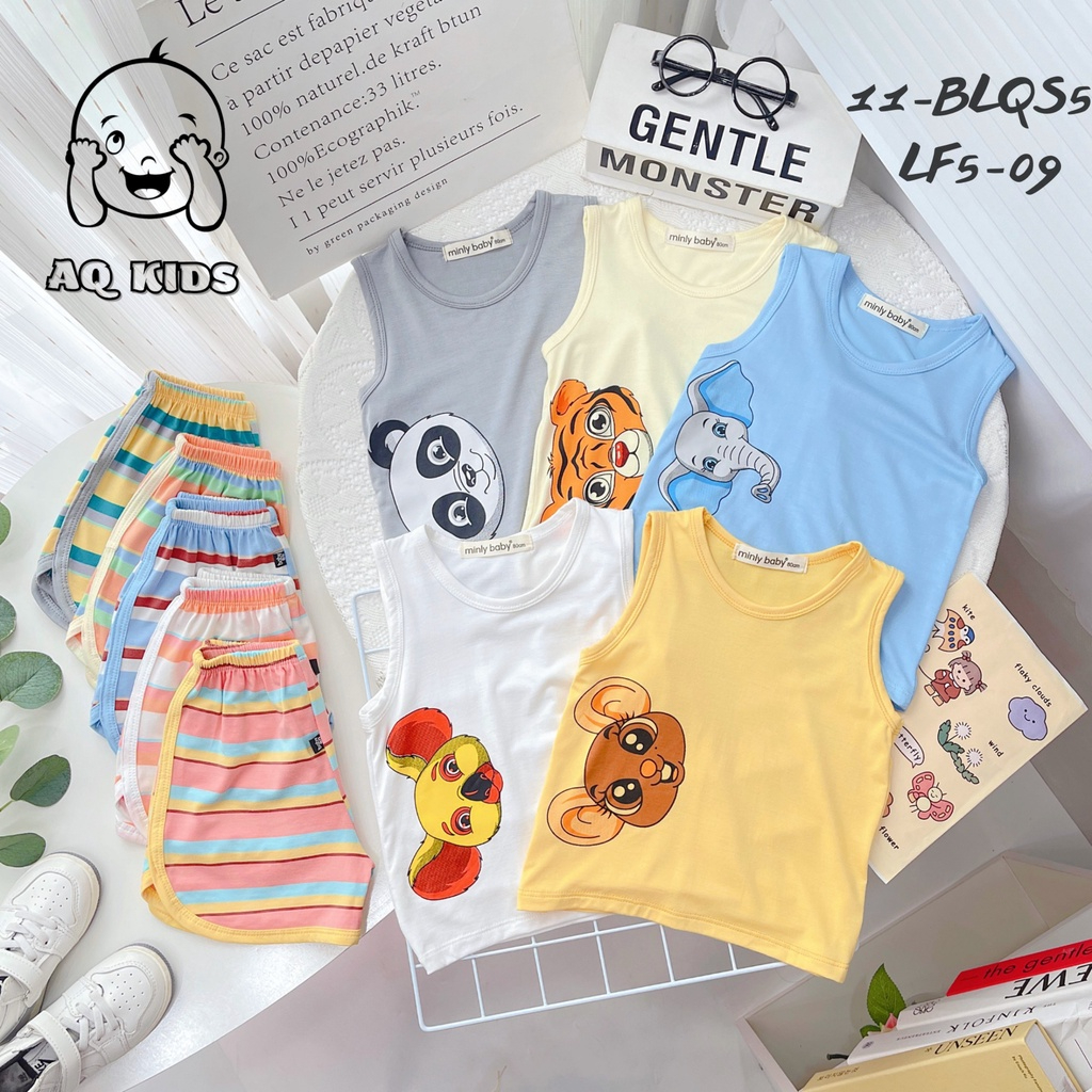 [Size đại] Bộ minkymom, Minlybaby ba lỗ size đại cho bé trai, bé gái vải thun lạnh sọc thoáng mát Uni baby - BLQS5