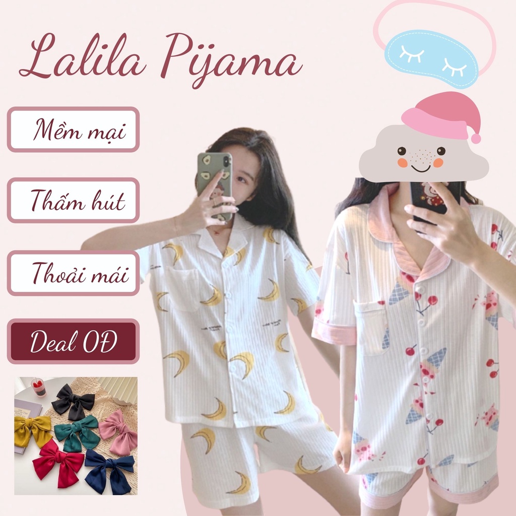 Bộ Đồ Lalila Mặc Nhà Ngủ Nữ Pijama Hoạ Tiết Trái Cây Mùa hè Thoáng Mát Dễ Thương