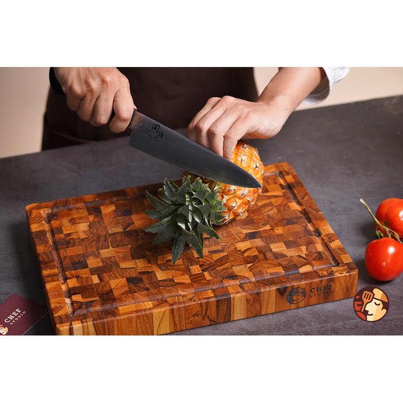 Thớt gỗ Teak Chef Studio cao cấp hình chữ nhật, đa dụng, an toàn cho sức khỏe